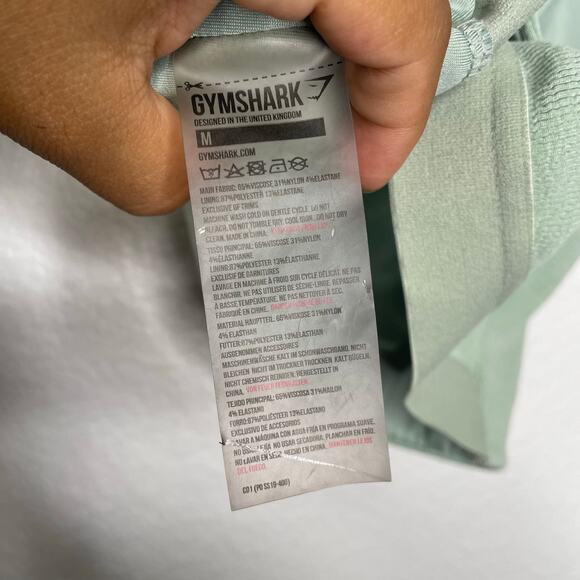 Gymshark Womens Sports Bra Size M Light Green Pullover Criss Cross Non Padded - Picture 3 of 7